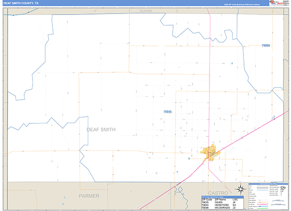 Deaf Smith County, TX Zip Code Map